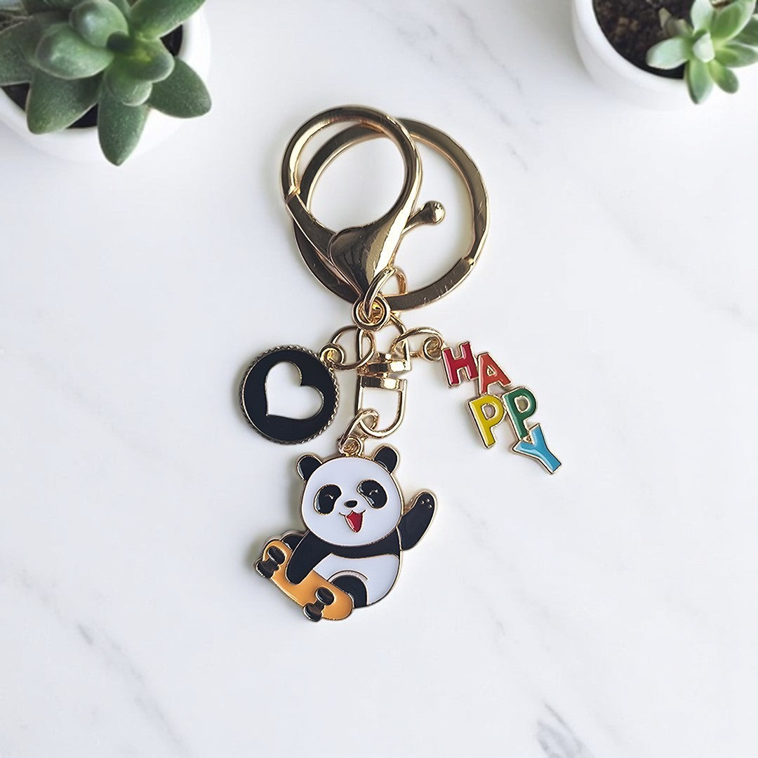 Skating Panda Keychain