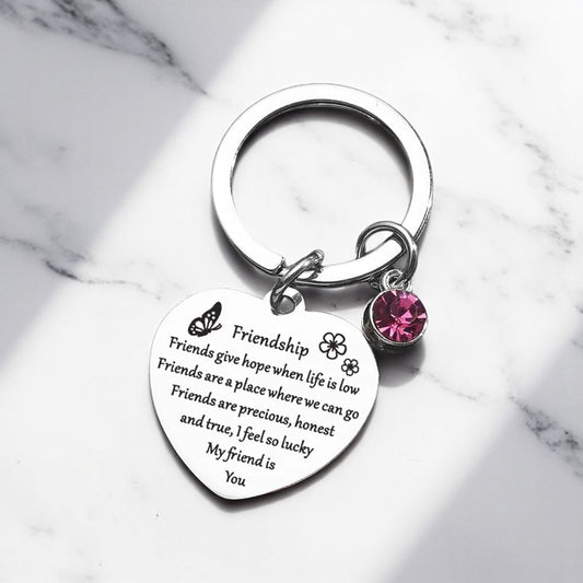 Pink Crystal Friendship Keychain