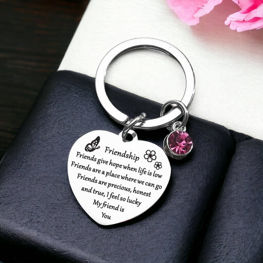 Pink Crystal Friendship Keychain