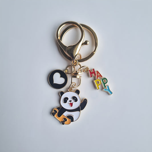 Skating Panda Keychain