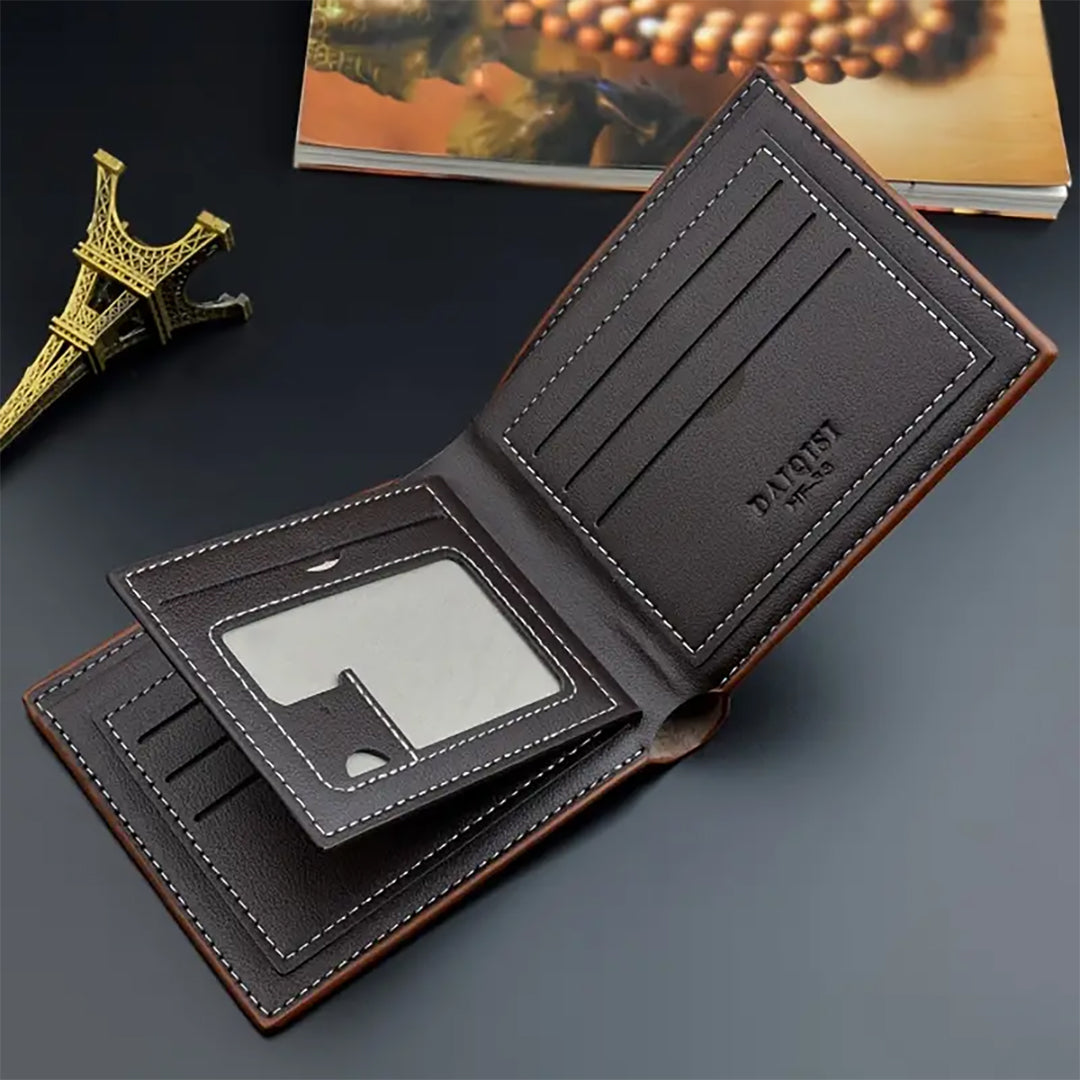 Men's Plaid Embossed Leather Wallet