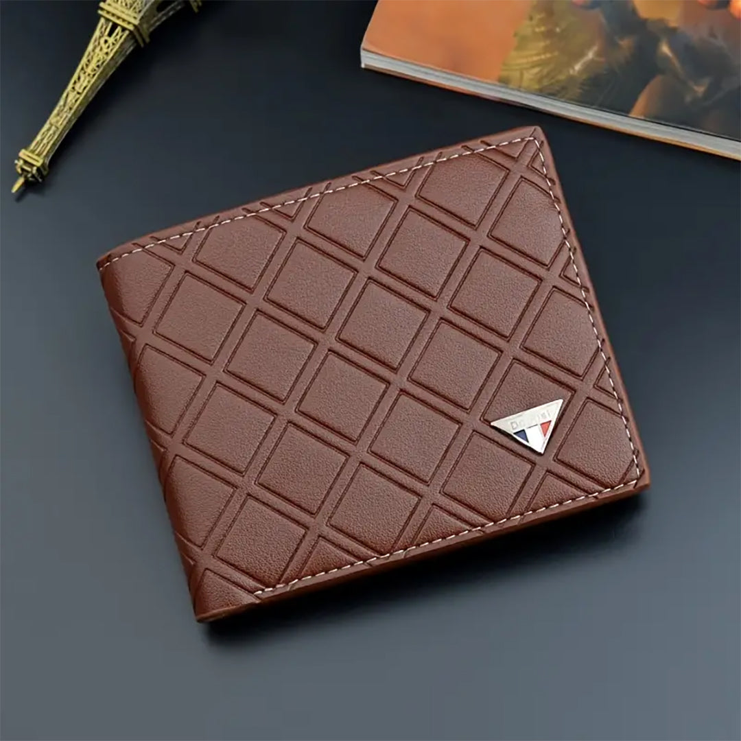 Men's Plaid Embossed Leather Wallet